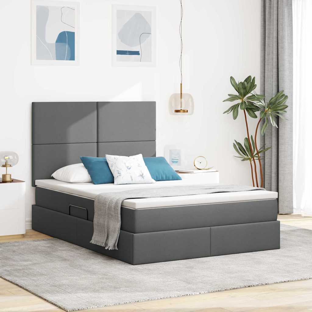 vidaXL Aufbewahrungsbett mit Matratze Dunkelgrau 100 x 200 cm