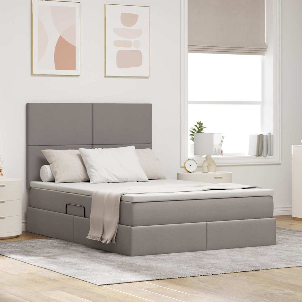 vidaXL Aufbewahrungsbett mit Matratze Hellgrau 90 x 190 cm Polyester