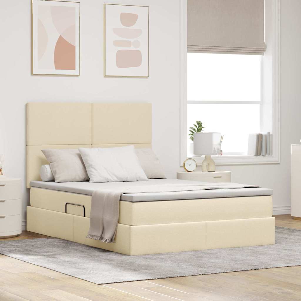 vidaXL Aufbewahrungsbett mit Matratze Hellgrau 90 x 190 cm Polyester