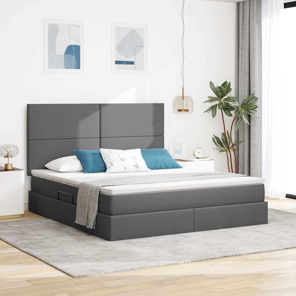 vidaXL Aufbewahrungsbett mit Matratze Dunkelgrau 100 x 200 cm
