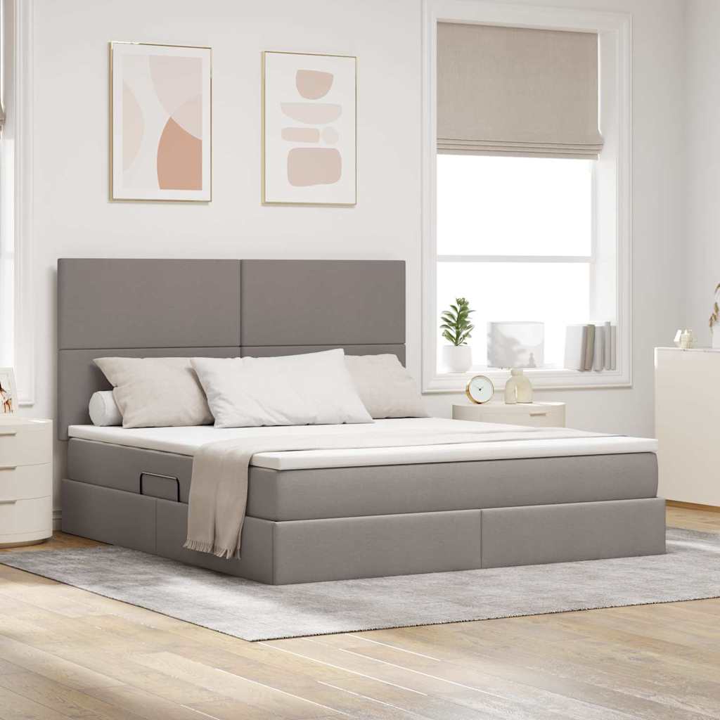 vidaXL Aufbewahrungsbett mit Matratze Hellgrau 90 x 190 cm Polyester