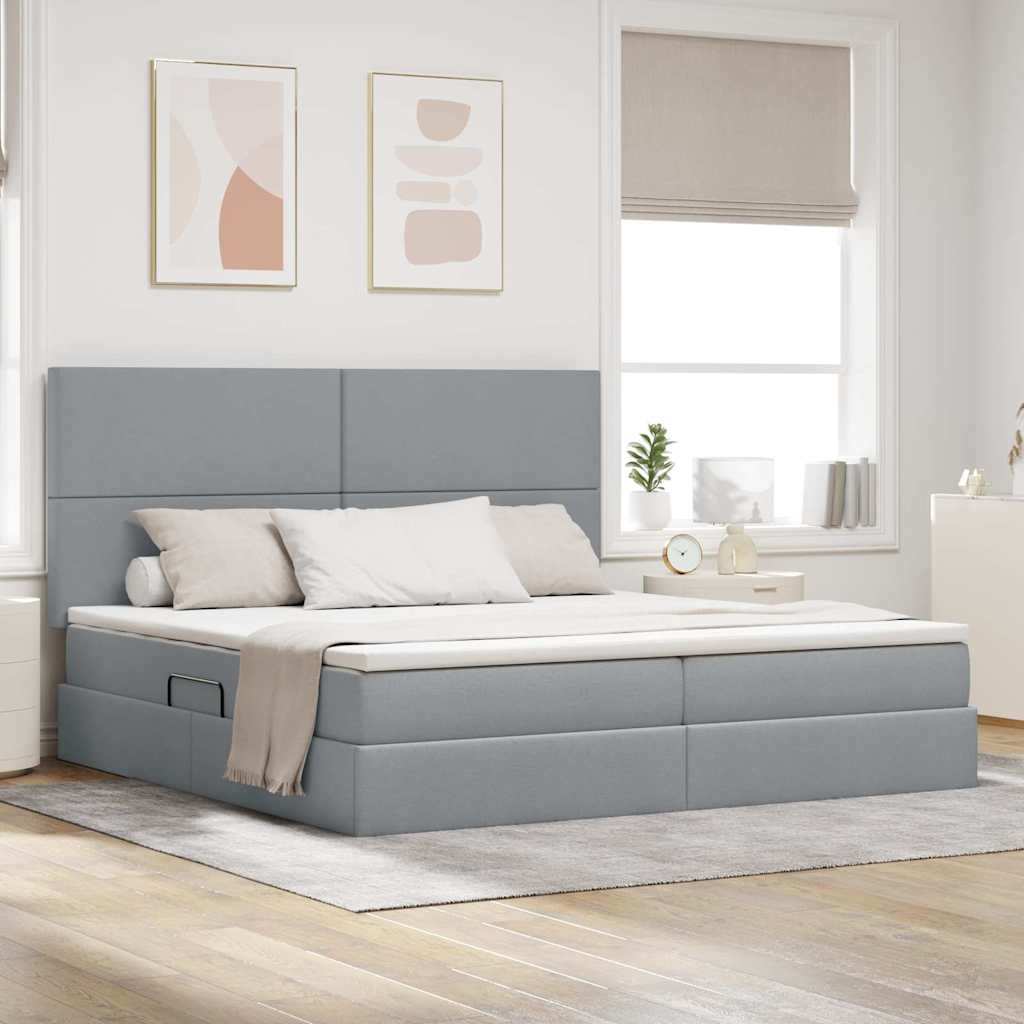 vidaXL Aufbewahrungsbett mit Matratze Hellgrau 90 x 190 cm Polyester