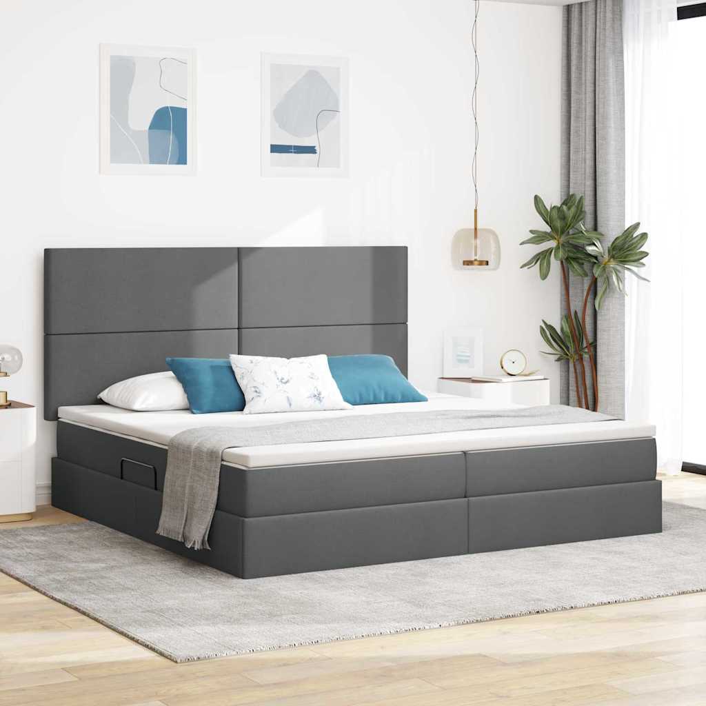 vidaXL Aufbewahrungsbett mit Matratze Dunkelgrau 100 x 200 cm