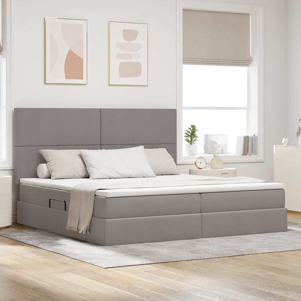 vidaXL Aufbewahrungsbett mit Matratze Hellgrau 90 x 190 cm Polyester