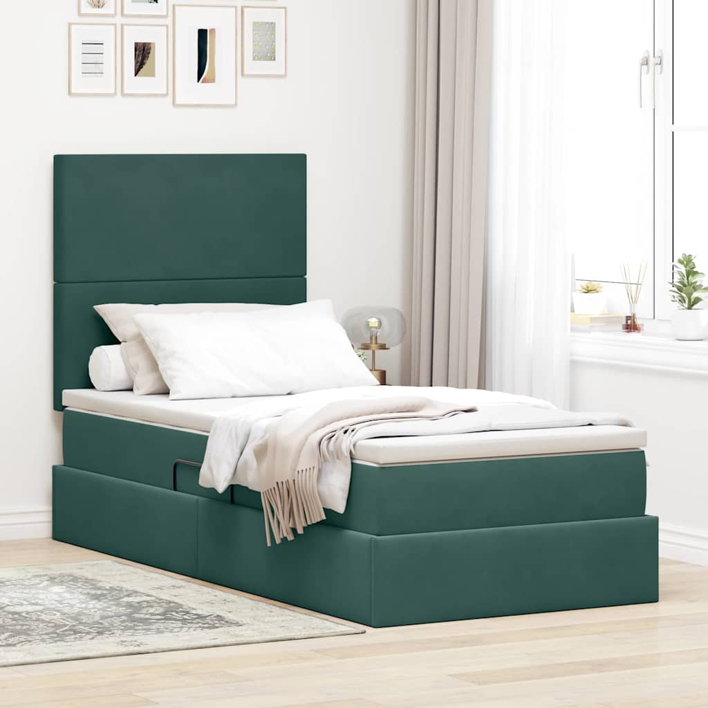 vidaXL Aufbewahrungsbett mit Matratze Hellgrau 90 x 190 cm Samt