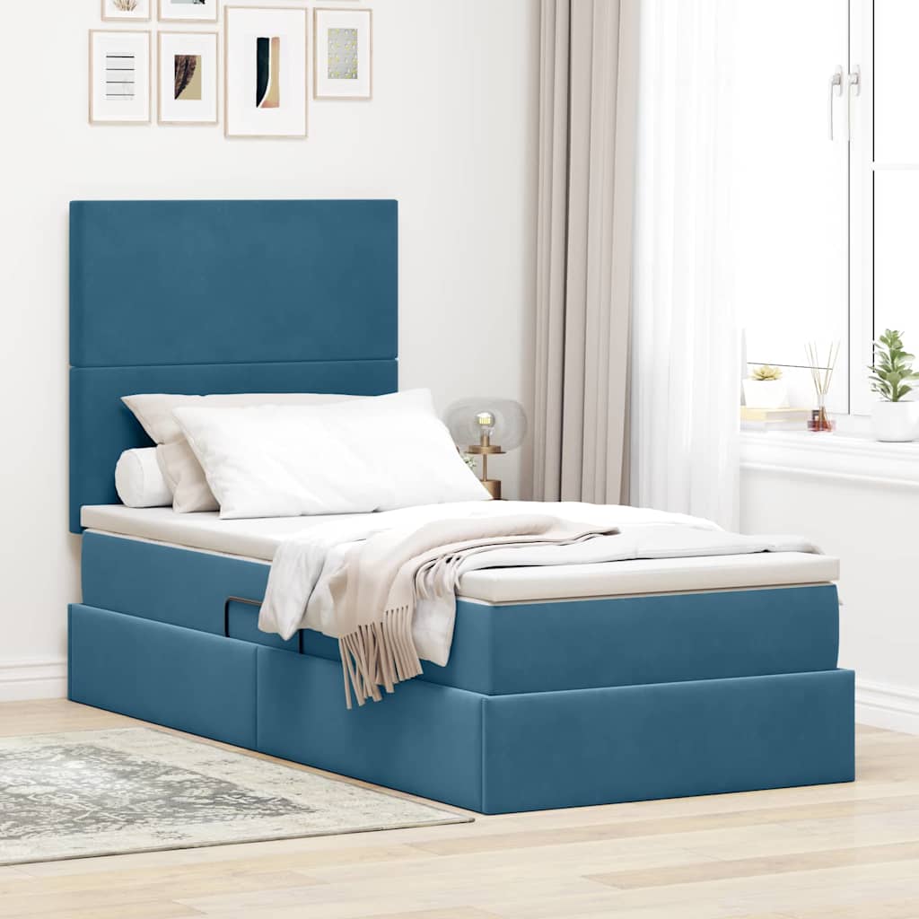 vidaXL Aufbewahrungsbett mit Matratze Hellgrau 90 x 190 cm Samt