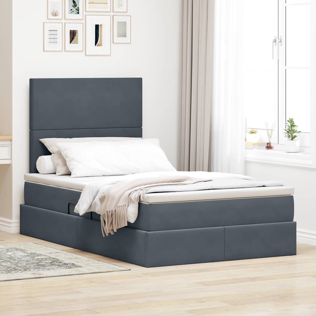 vidaXL Aufbewahrungsbett mit Matratze Hellgrau 90 x 190 cm Samt