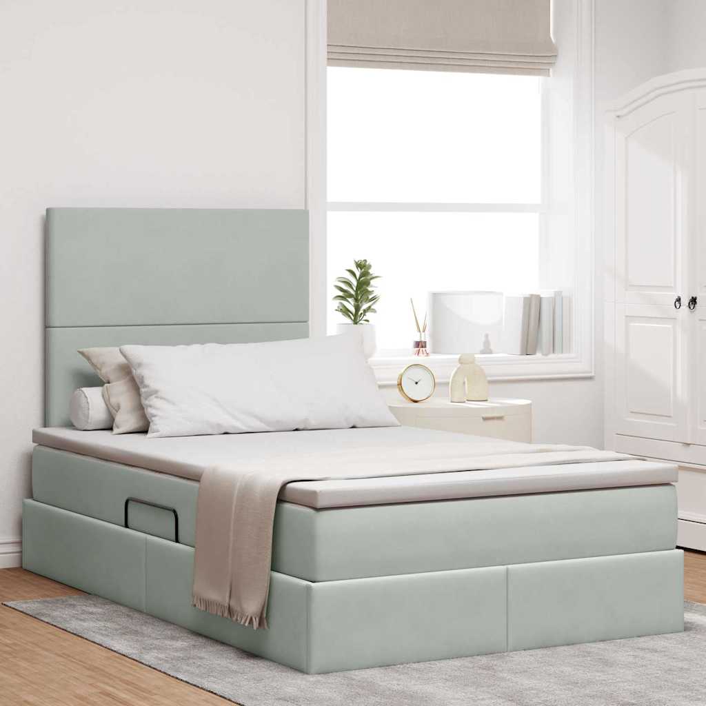 vidaXL Aufbewahrungsbett mit Matratze Hellgrau 90 x 190 cm Samt