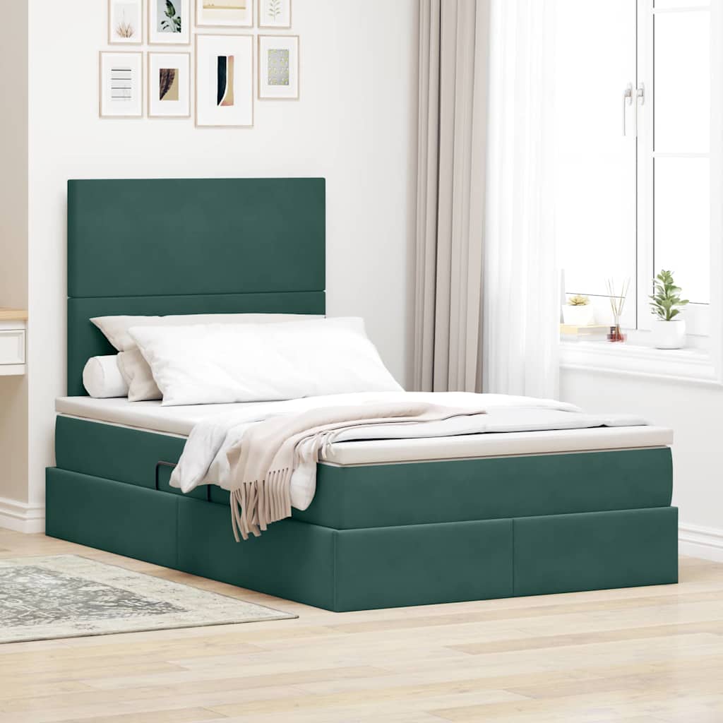 vidaXL Aufbewahrungsbett mit Matratze Hellgrau 90 x 190 cm Samt