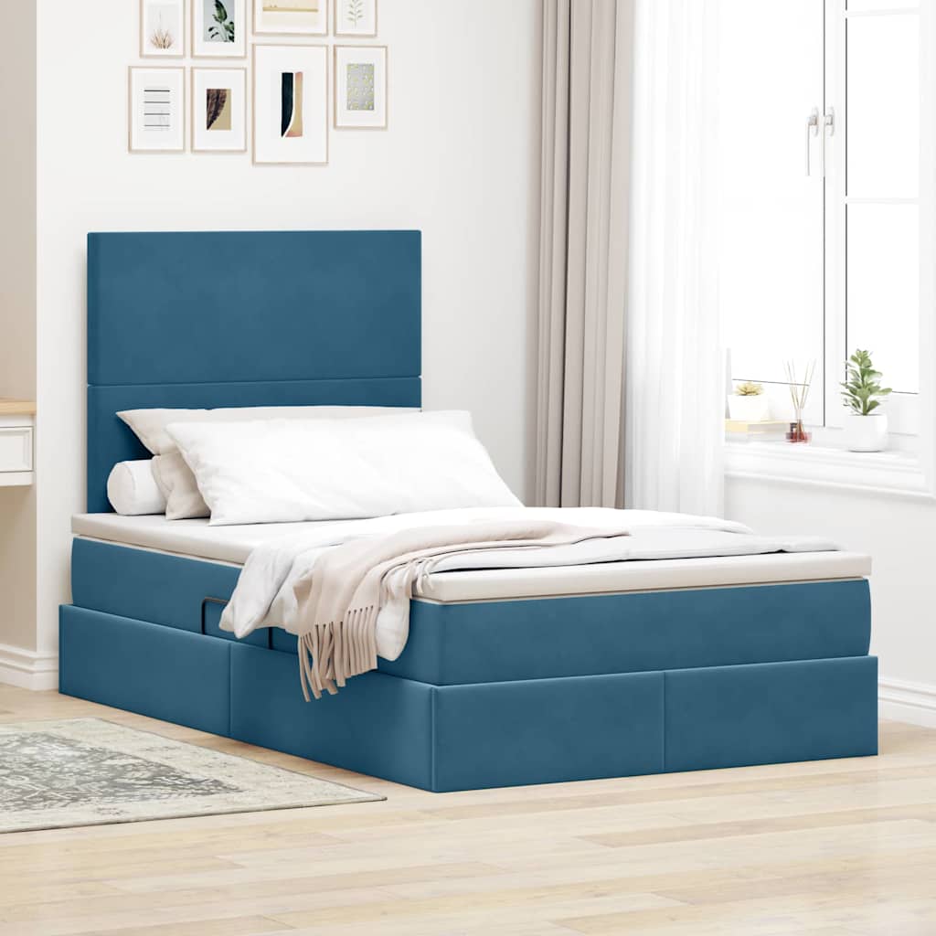 vidaXL Aufbewahrungsbett mit Matratze Hellgrau 90 x 190 cm Samt