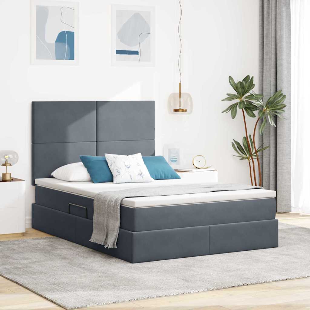 vidaXL Aufbewahrungsbett mit Matratze Hellgrau 90 x 190 cm Samt