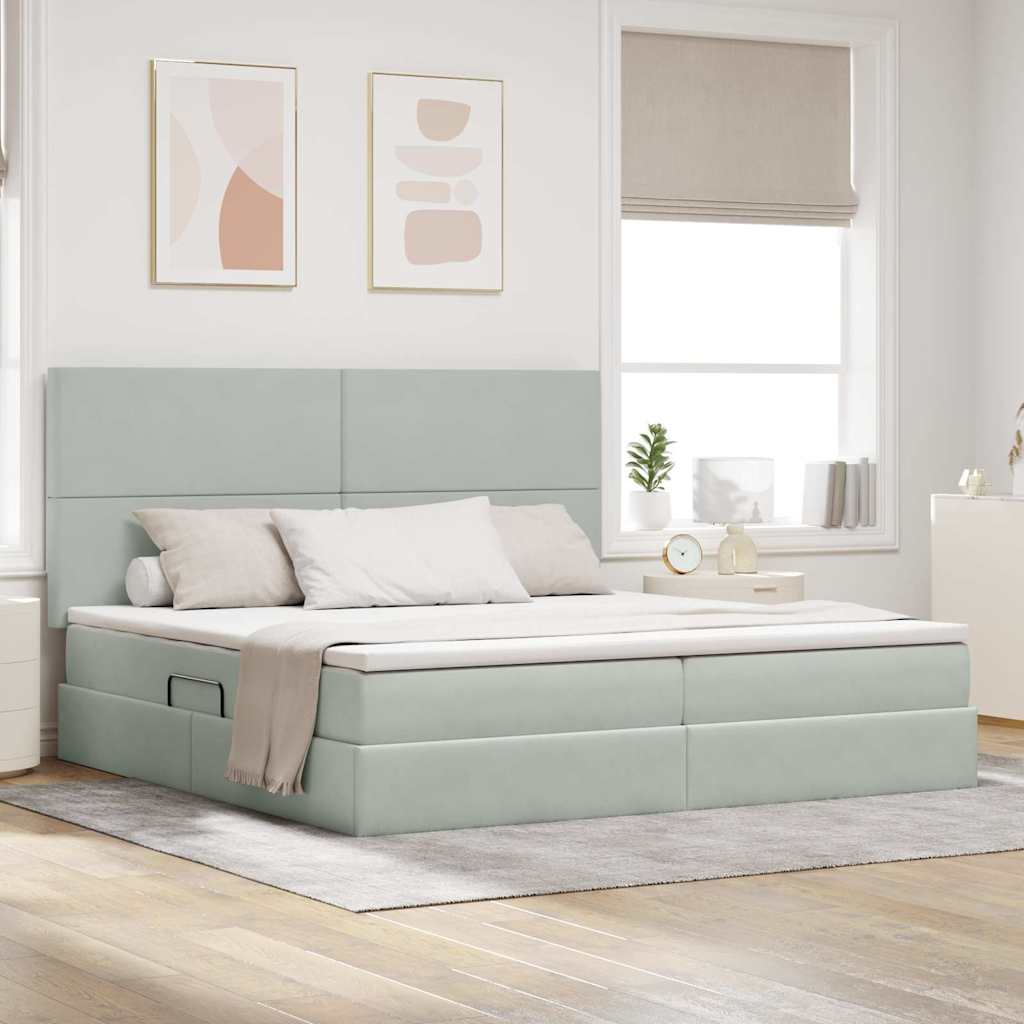 vidaXL Aufbewahrungsbett mit Matratze Hellgrau 90 x 190 cm Samt