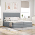 vidaXL Aufbewahrungsbett mit Kopfteil Hellgrau 180 x 200 cm Stoff