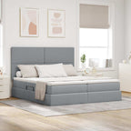 vidaXL Aufbewahrungsbett mit Kopfteil Hellgrau 180 x 200 cm Stoff