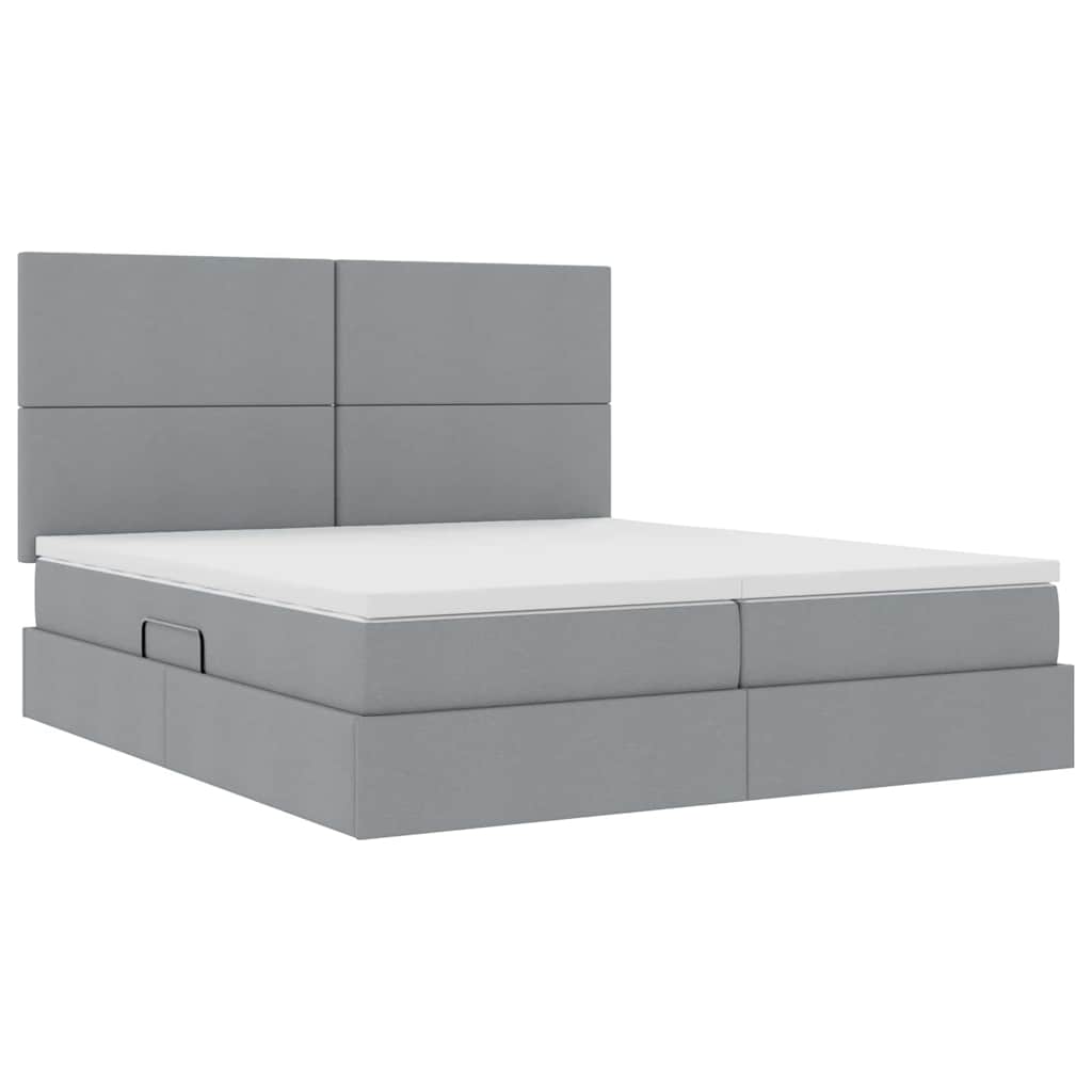 vidaXL Aufbewahrungsbett mit Kopfteil Hellgrau 180 x 200 cm Stoff