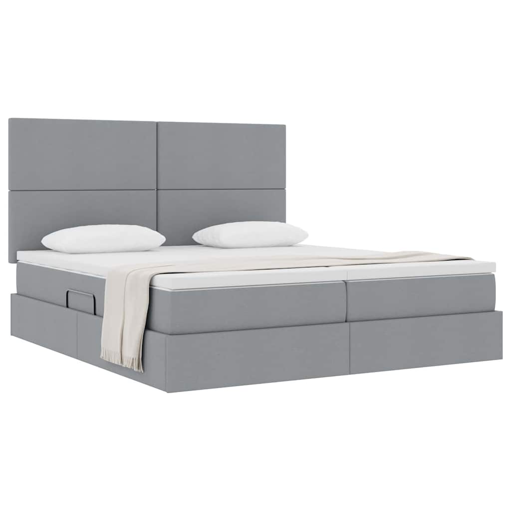 vidaXL Aufbewahrungsbett mit Kopfteil Hellgrau 180 x 200 cm Stoff