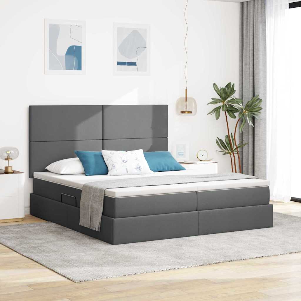 vidaXL Aufbewahrungsbett mit Kopfteil Hellgrau 180 x 200 cm Stoff