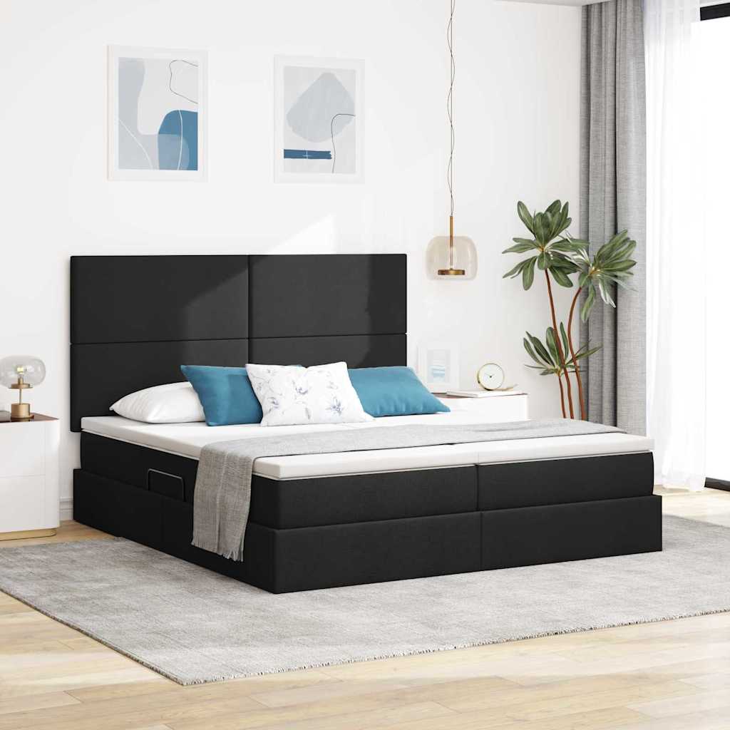 vidaXL Aufbewahrungsbett mit Kopfteil Hellgrau 180 x 200 cm Stoff