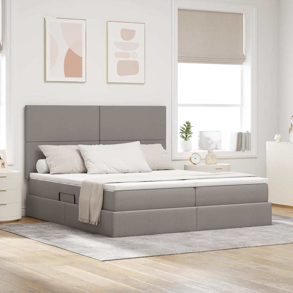 vidaXL Aufbewahrungsbett mit Kopfteil Hellgrau 180 x 200 cm Stoff