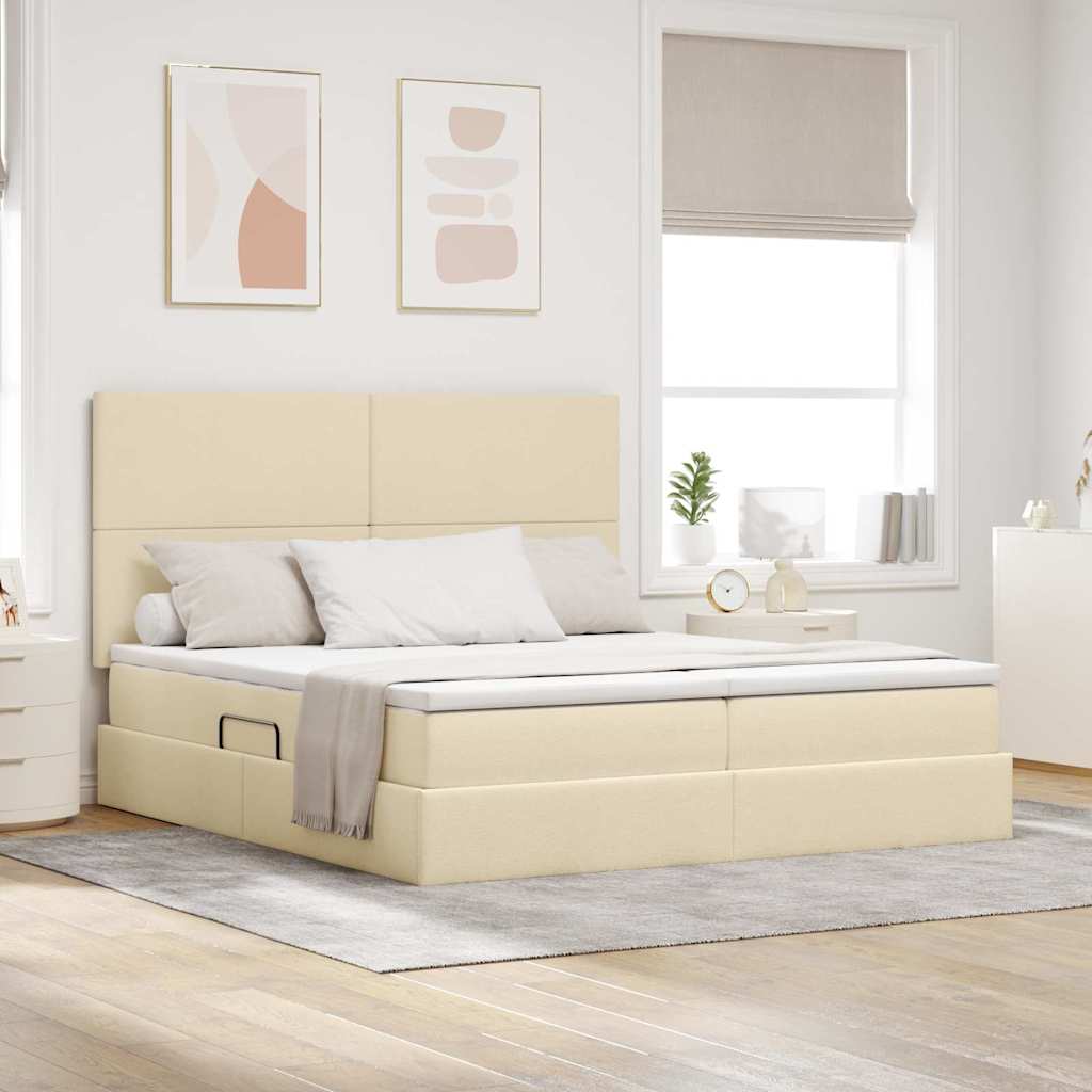 vidaXL Aufbewahrungsbett mit Kopfteil Hellgrau 180 x 200 cm Stoff