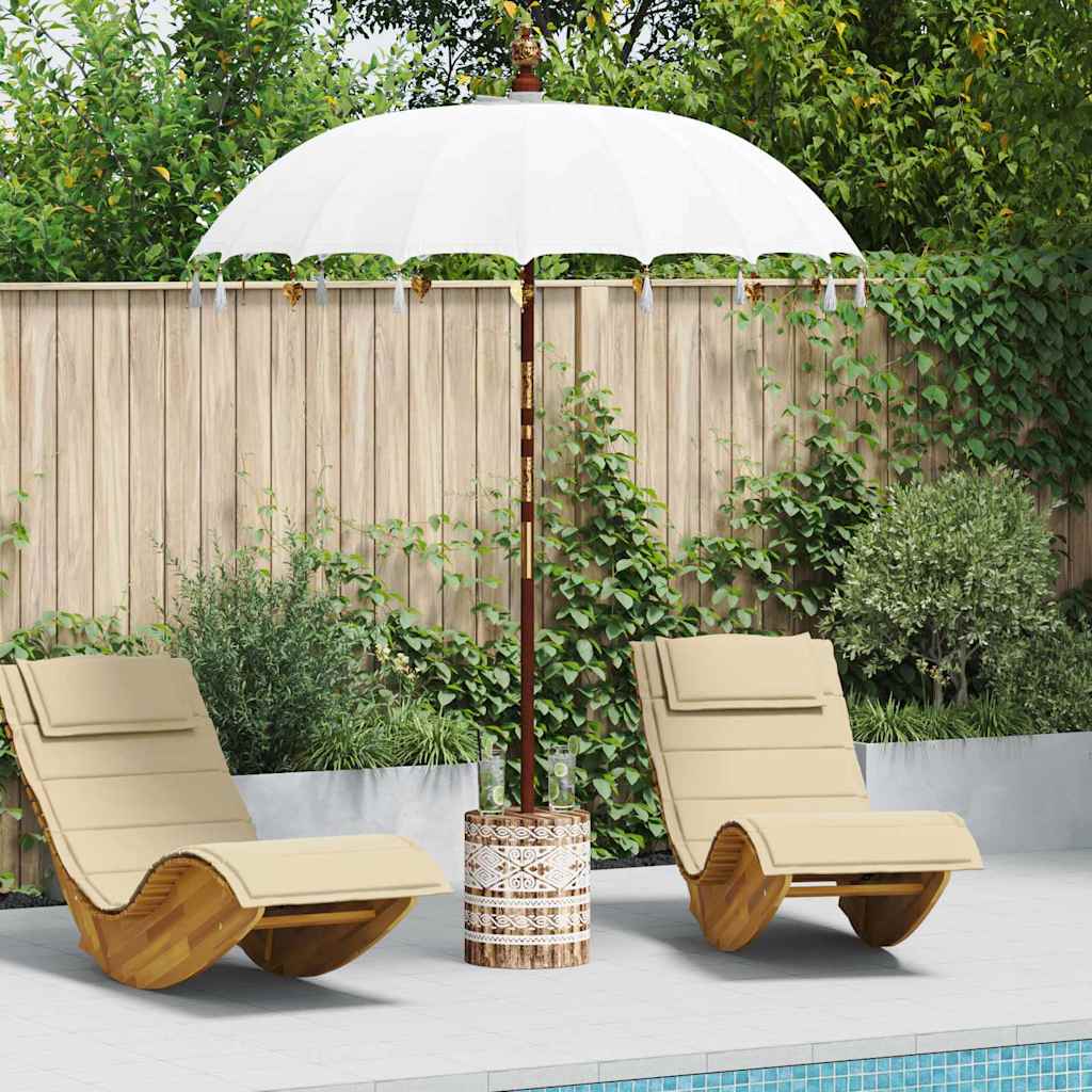 vidaXL Balinesischer Sonnenschirm mit Sockel Creme 185 x 185 x 260 cm