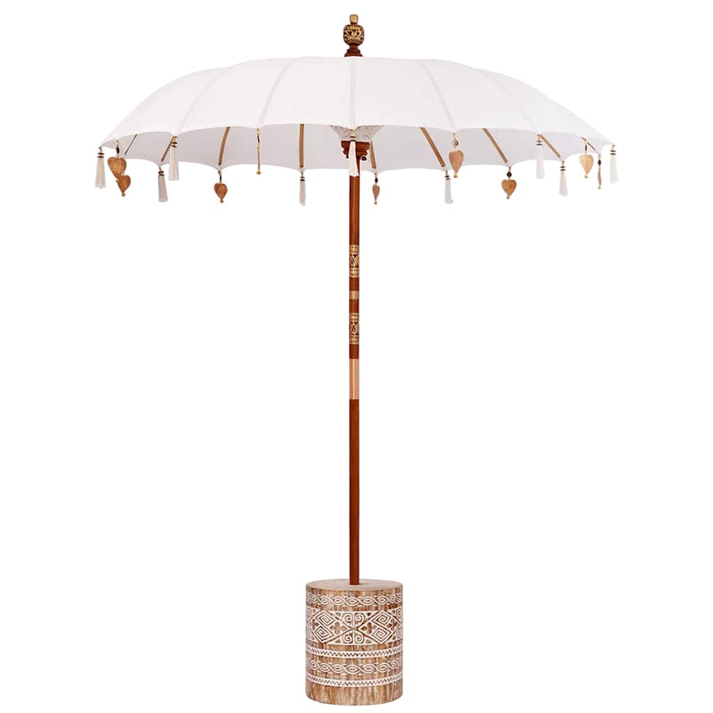 vidaXL Balinesischer Sonnenschirm mit Sockel Creme 185 x 185 x 260 cm