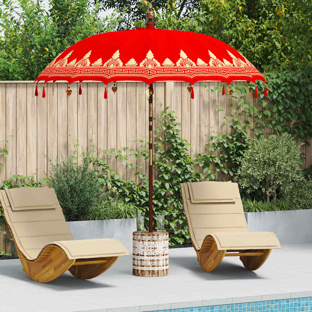 vidaXL Balinesischer Sonnenschirm mit Sockel Creme 185 x 185 x 260 cm