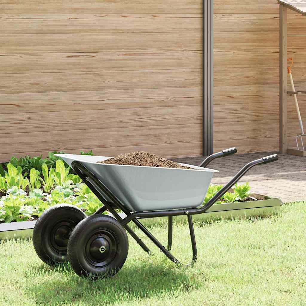 vidaXL Schubkarre Silber und Schwarz 137 x 60 x 65,5 cm Stahl