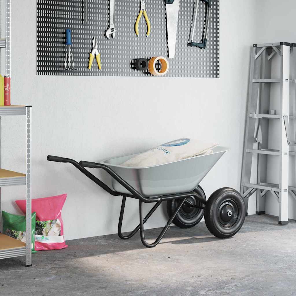 vidaXL Schubkarre Silber und Schwarz 137 x 60 x 65,5 cm Stahl