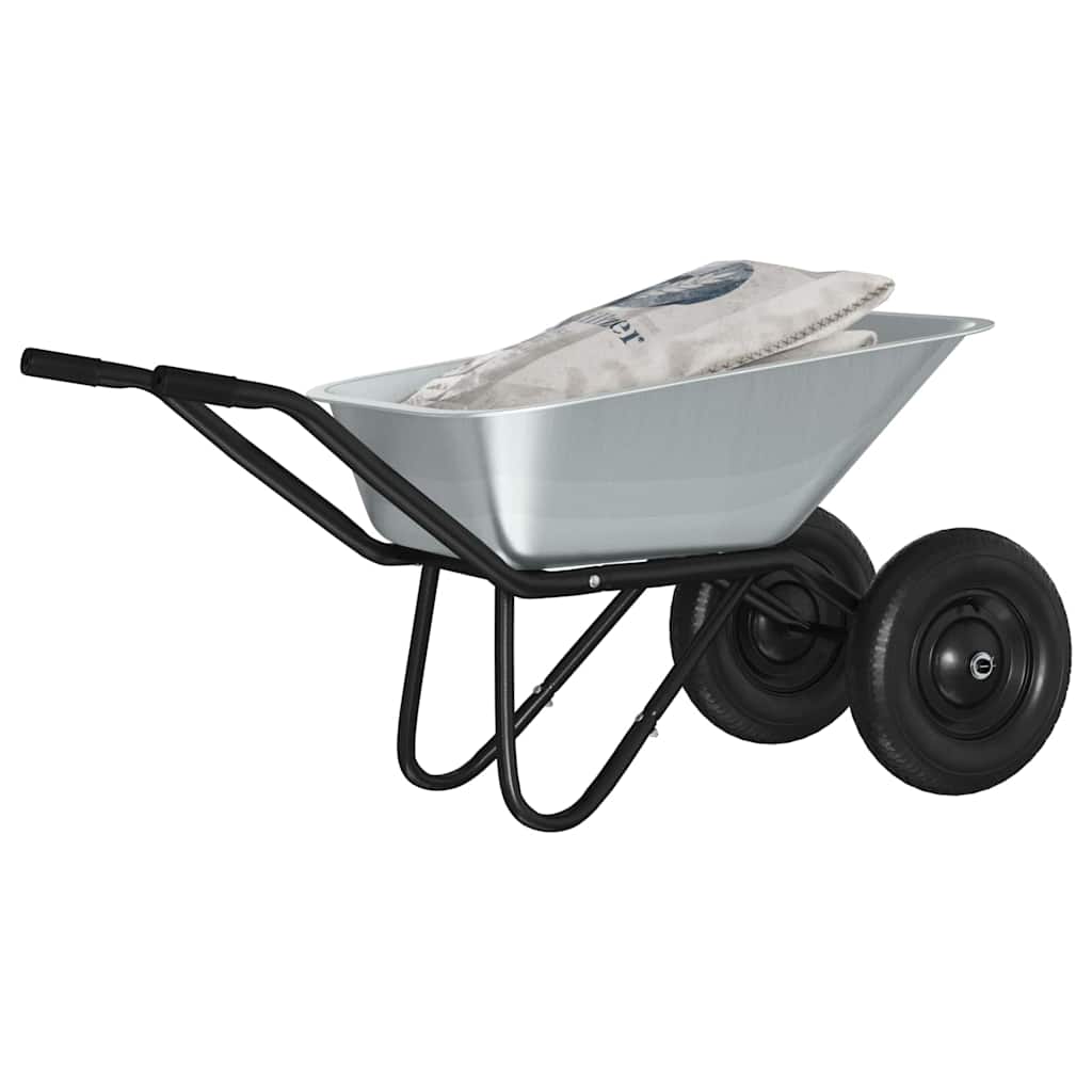 vidaXL Schubkarre Silber und Schwarz 137 x 60 x 65,5 cm Stahl