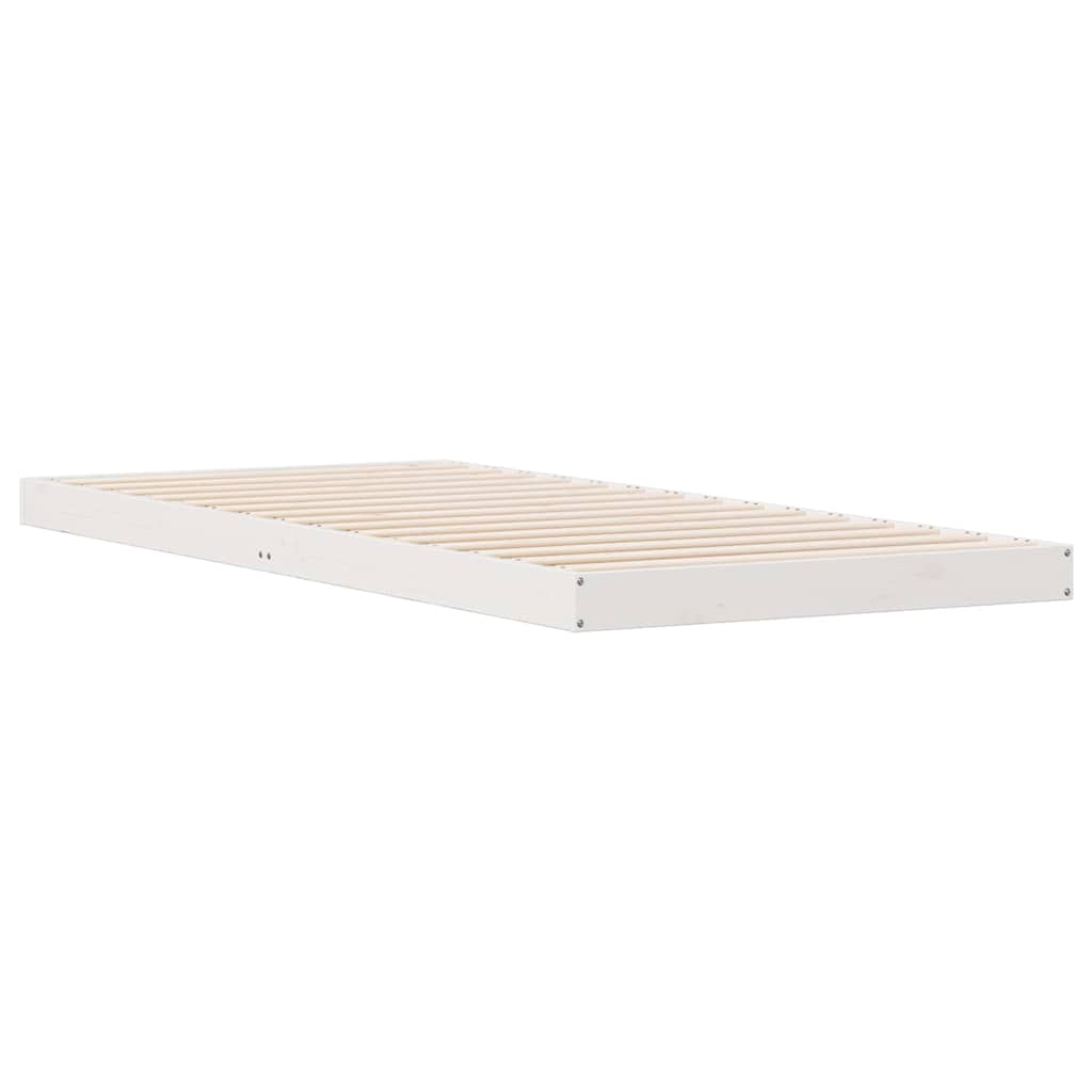 vidaXL Bodenbettrahmen Weiß 80 x 210 cm Massives Kiefernholz