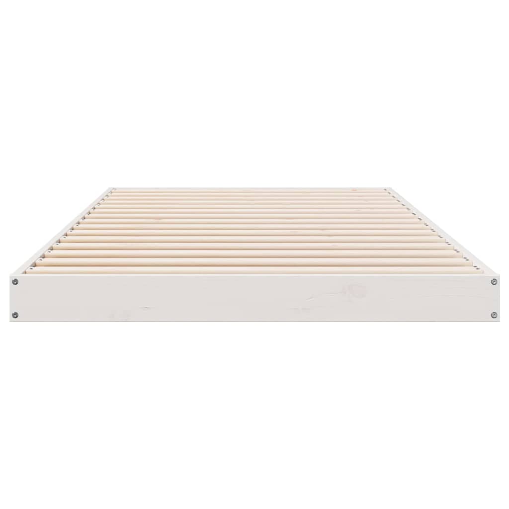 vidaXL Bodenbettrahmen Weiß 80 x 210 cm Massives Kiefernholz