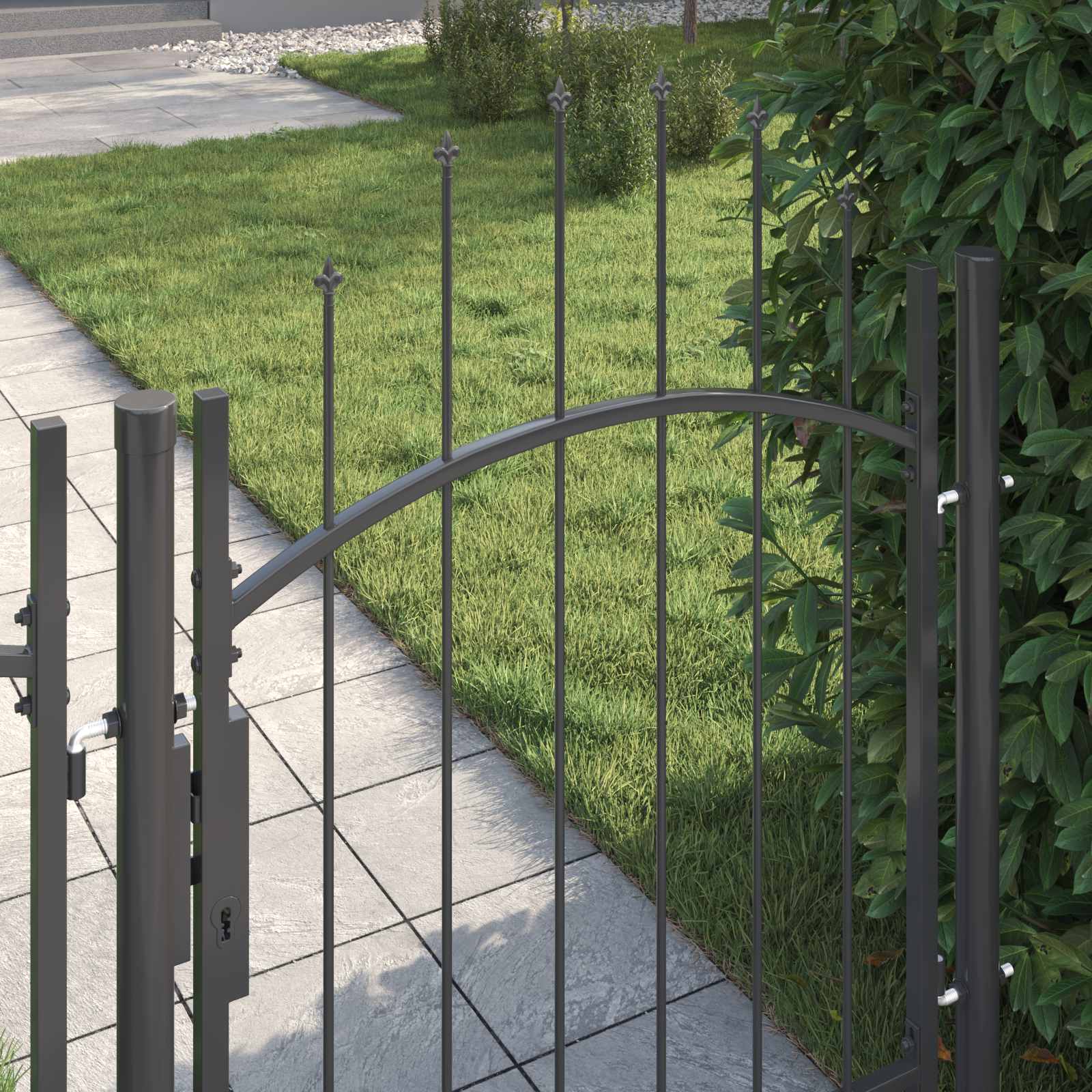 vidaXL Gartentor mit Schloss Woerden Grau 100 x 100 cm Stahl