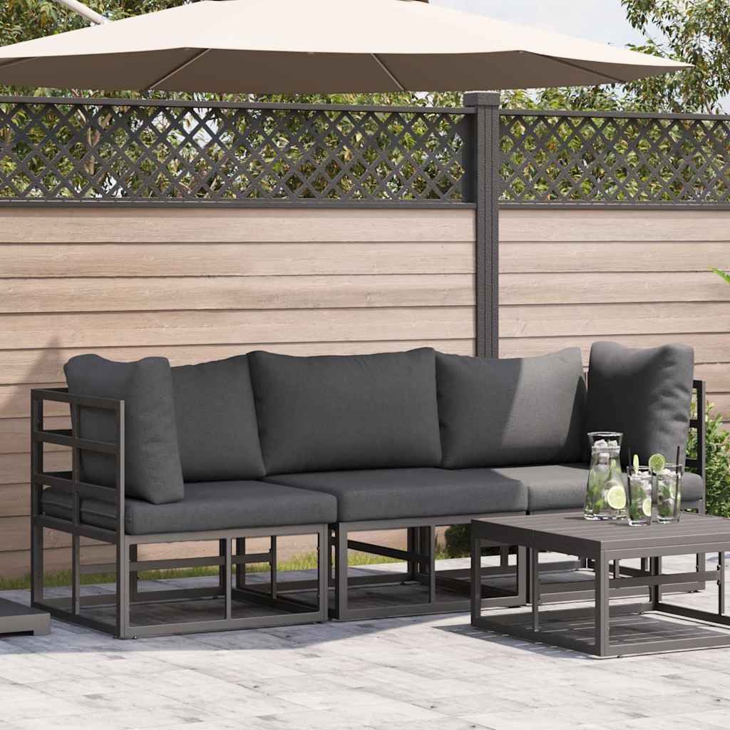 vidaXL Gartenmöbel mit Kissen 3 Stück Schwarz und Anthrazit Metall