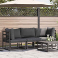 vidaXL Gartenmöbel mit Kissen 3 Stück Schwarz und Anthrazit Metall