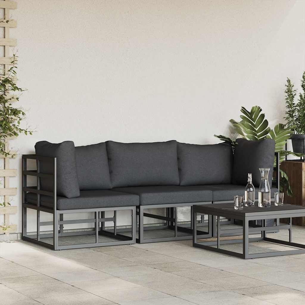 vidaXL Gartenmöbel mit Kissen 3 Stück Schwarz und Anthrazit Metall