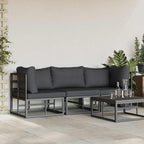 vidaXL Gartenmöbel mit Kissen 3 Stück Schwarz und Anthrazit Metall