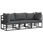 vidaXL Gartenmöbel mit Kissen 3 Stück Schwarz und Anthrazit Metall