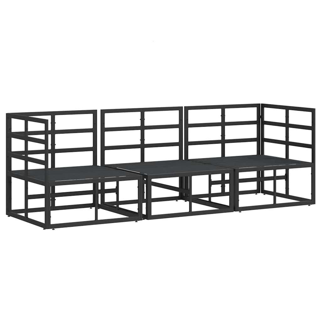 vidaXL Gartenmöbel mit Kissen 3 Stück Schwarz und Anthrazit Metall