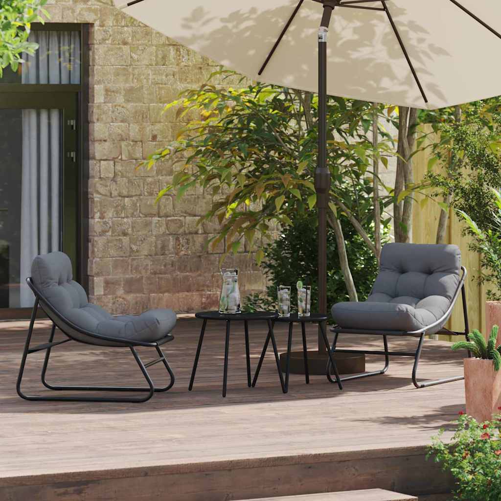 vidaXL gartenmöbel mit Kissen 2 pcs Schwarz 60,5 x 81 x 71 cm
