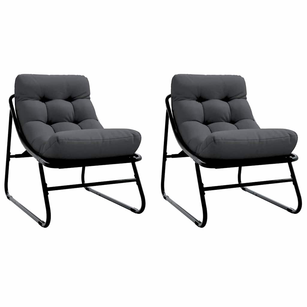 vidaXL gartenmöbel mit Kissen 2 pcs Schwarz 60,5 x 81 x 71 cm