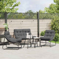 vidaXL gartenmöbel mit Kissen 3 pcs Schwarz Pulverbeschichteter Stahl