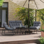 vidaXL gartenmöbel mit Kissen 3 pcs Schwarz Pulverbeschichteter Stahl
