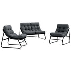 vidaXL gartenmöbel mit Kissen 3 pcs Schwarz Pulverbeschichteter Stahl