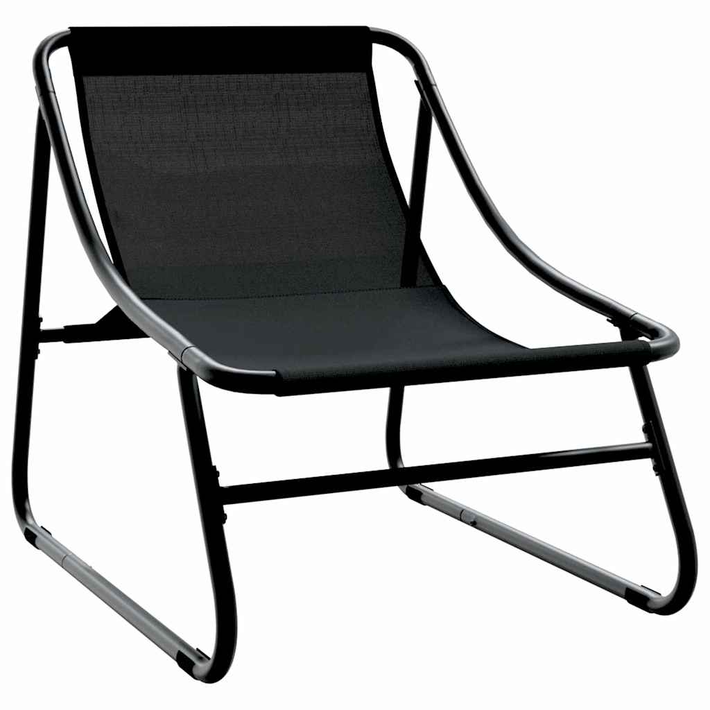 vidaXL gartenmöbel mit Kissen 3 pcs Schwarz Pulverbeschichteter Stahl