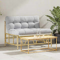 vidaXL Outdoor-Sitzplätze mit Kissen Hellgrau 110 x 74,5 x 71 cm Stahl