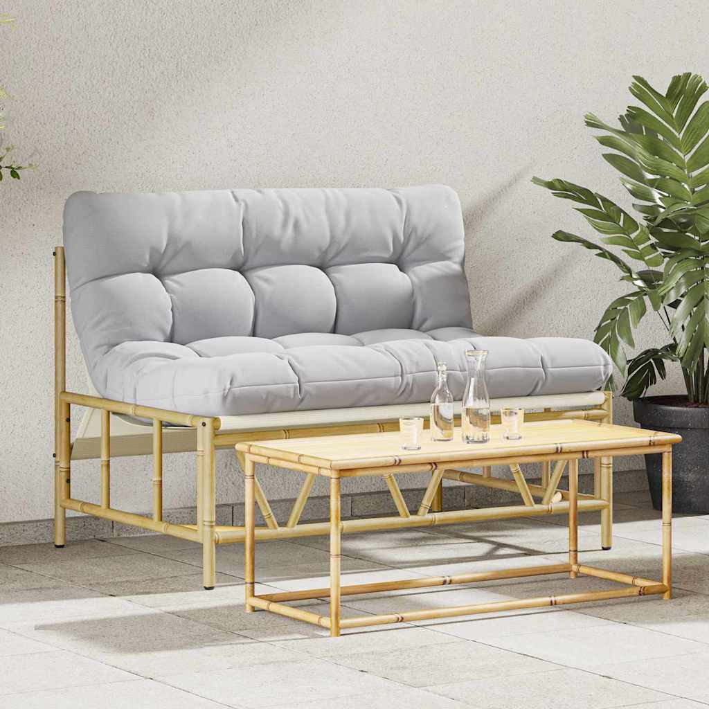 vidaXL Outdoor-Sitzplätze mit Kissen Hellgrau 110 x 74,5 x 71 cm Stahl