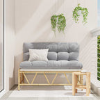 vidaXL Outdoor-Sitzplätze mit Kissen Hellgrau 110 x 74,5 x 71 cm Stahl