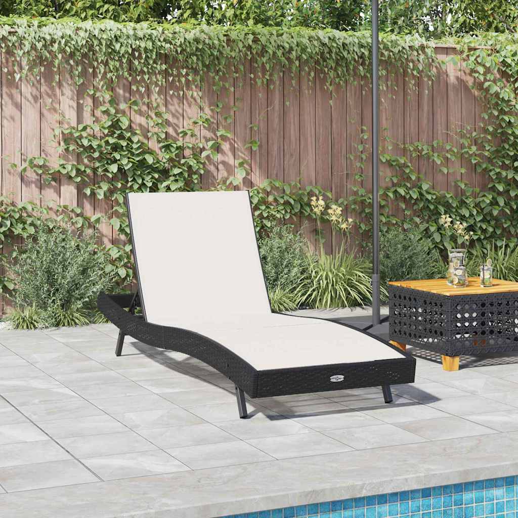 vidaXL Sonnenliege Schwarz und Weiß 197 x 70 x 82 cm Poly-Rattan