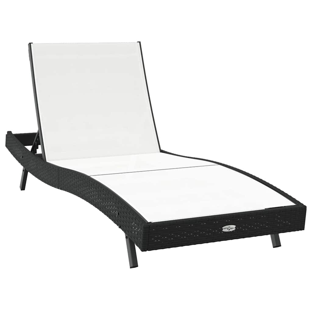 vidaXL Sonnenliege Schwarz und Weiß 197 x 70 x 82 cm Poly-Rattan